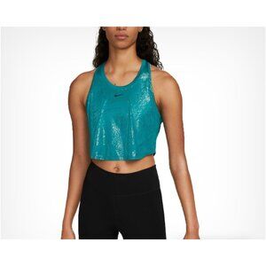 Nike Womens Teal Dri-FIT Racerback Glitter Tank Top Medium cropped logo